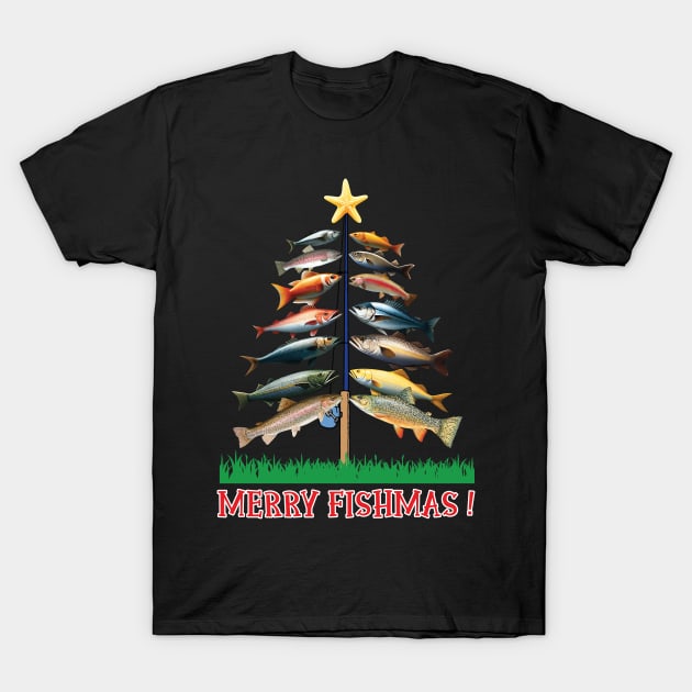 Merry Fishmas Tree Love Fishing Shirt T-Shirt by Schoenberger Willard